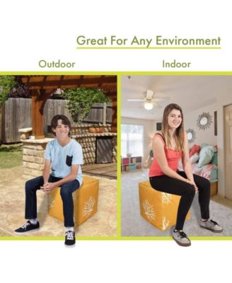 Coral Ottoman Pouf Cube 17" x 17"