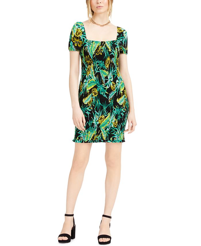 Bar III Printed Square-Neck Dress, Created for Macy's - Macy's