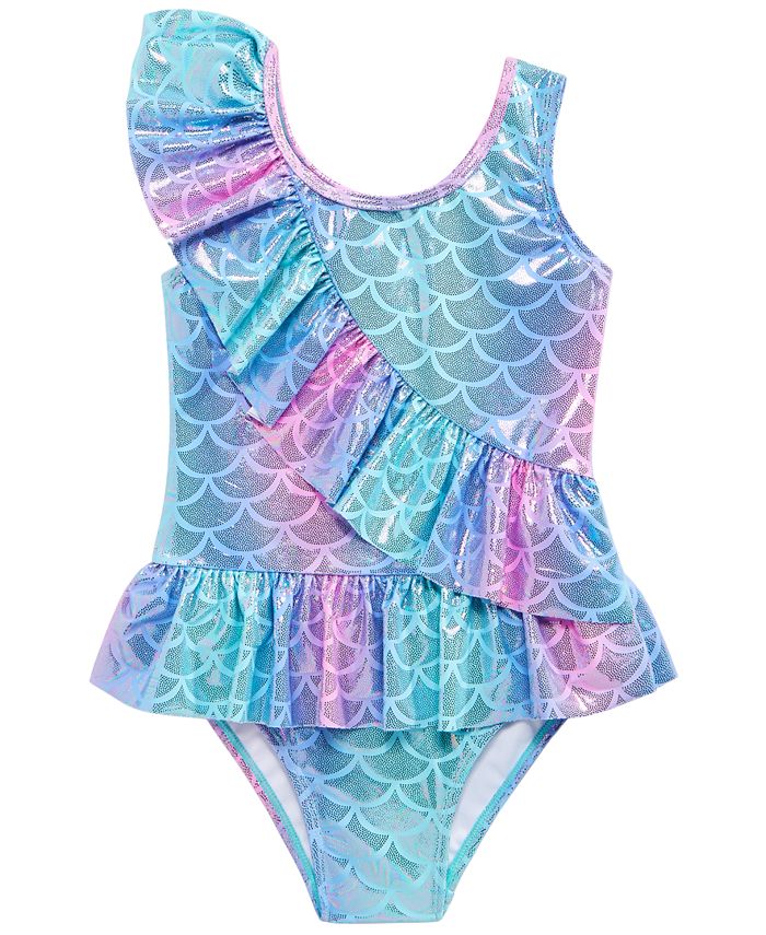 Solo Little Girls 1-Pc. Mermaid Ruffle Swimsuit - Macy's