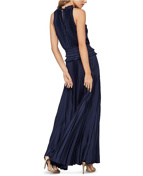 BCBGMAXAZRIA Women's Maxi Dress Pleated Colorblock Black Size Medium
