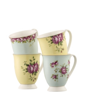 Aynsley China Archive Rose Mugs, Set Of 4 In Multi
