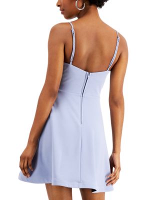 Plus Size V Neck Strappy Midi Skater Dress - Black - Black