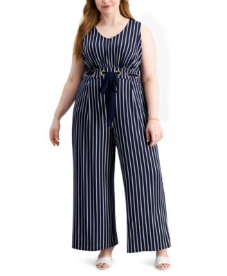 plus size striped jumpsuit