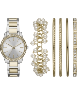 image of Folio Women-s Two-Tone Bracelet Watch 36mm Gift Set