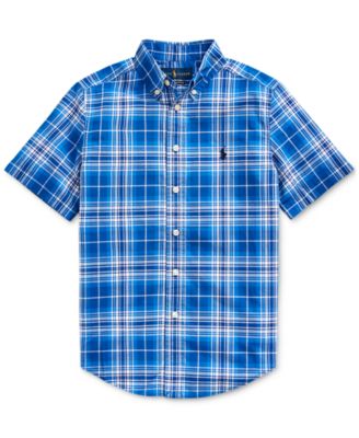 Polo Ralph Lauren Big Boys Plaid Cotton Poplin Shirt - Macy's