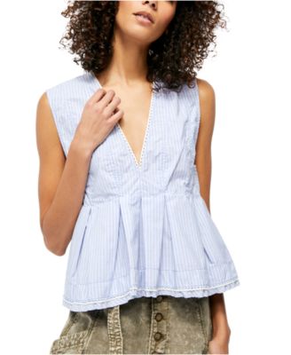 Free People - Good Feels Striped Peplum Top