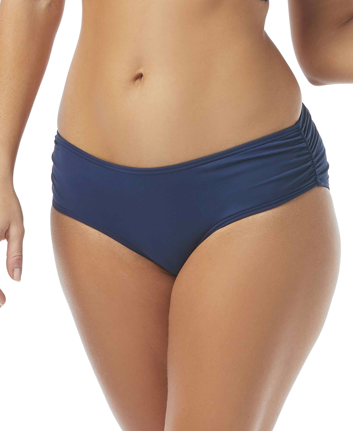 Shop Coco Reef Ruched Hipster Bikini Bottoms In Navy Captain