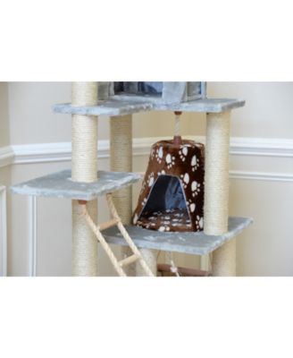 Real Wood Cat Climber Play House, A7802 Cat furniture With Playhouse, Lounge Basket
