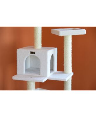 Ivory 57-inch High Real Wood Cat Tree with Fleece Covered Climber and Condo B5701