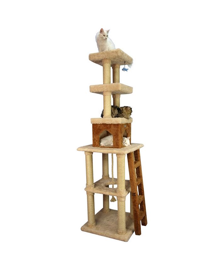 Armarkat MultiLevel Real Wood Cat Tower With Condo, Rope Swing, Ladder