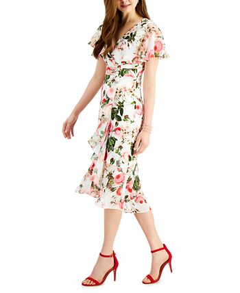 Adrianna Papell Rose Magnolia Flutter Dress - Macy's