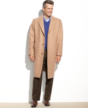 Shop London Fog Big And Tall Signature Wool-blend Overcoat In Camel