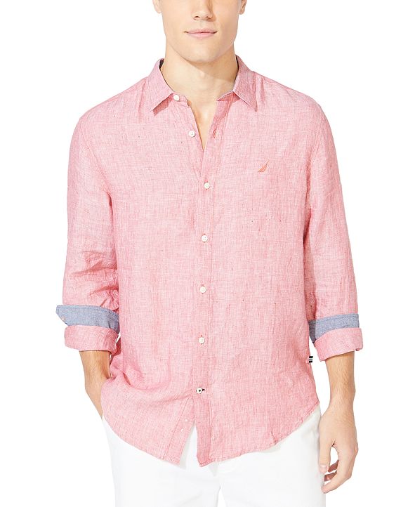 Nautica Men's Solid Deck Shirt Large Coastal Camel Heather main image 1