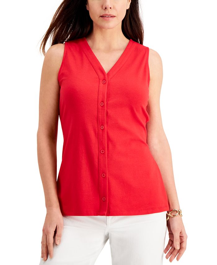 Charter Club TieFront Sleeveless Top, Created for Macy's Macy's