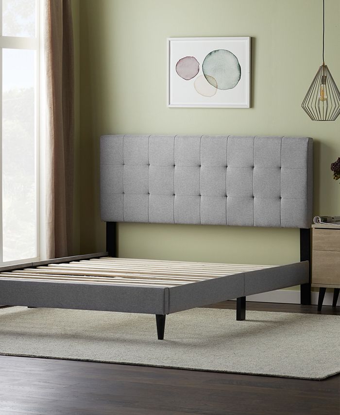 Dream Collection Upholstered Platform Bed Frame with Square Tufted ...