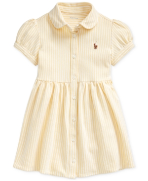 Ralph Lauren Baby Girls Striped Knit Oxford Dress