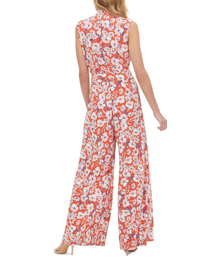 Tommy Hilfiger Women's Crepe Belted Jumpsuit Blue Size 4