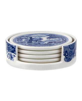 Blue Italian 5-Piece Ceramic Coaster Set