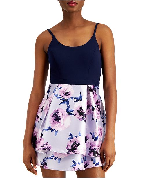 Speechless Juniors Solid Floral Satin Skater Dress Reviews