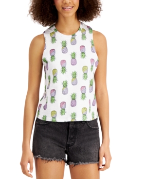 image of Rebellious One Juniors- Pineapple Printed Tank Top