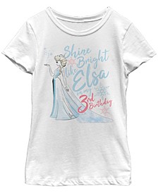 Big Girls Frozen Birthday Queen Three Short Sleeve T-shirt