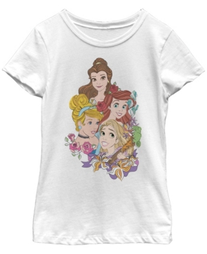 Big Girls Disney Princesses Portrait Vignette Short Sleeve T-shirt