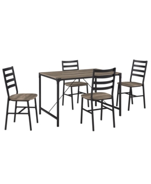 Walker Edison 5-Piece Industrial Angle Iron Dining Set