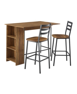 Walker Edison 3 Piece Drop Leaf Counter Table Set