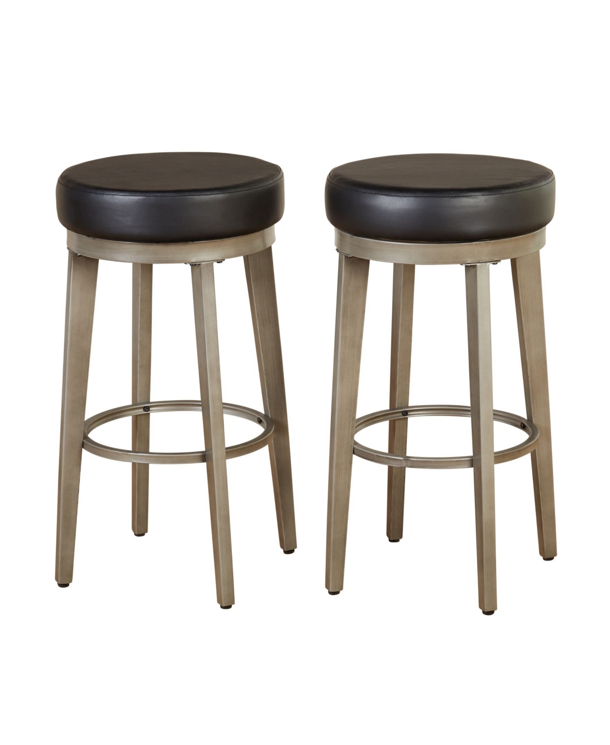 Buylateral Angelo Home Linden Leather Swivel Stool Set of 2