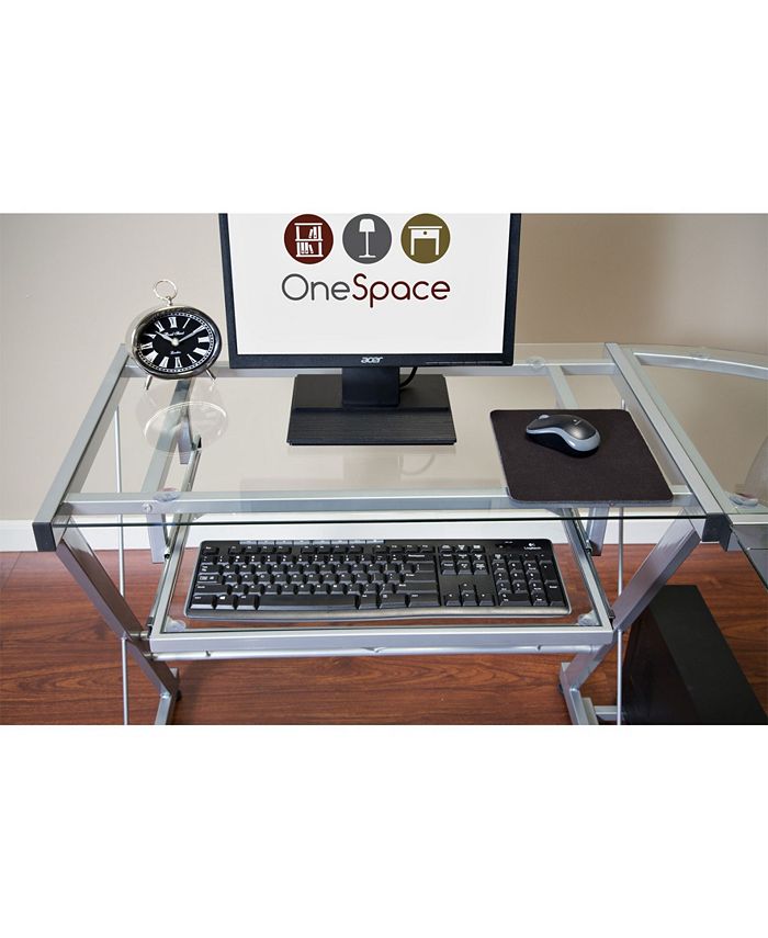 OneSpace Ultramodern Glass LShape Desk Macy's
