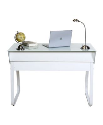 OneSpace Ultramodern Glass Computer Desk with Drawers