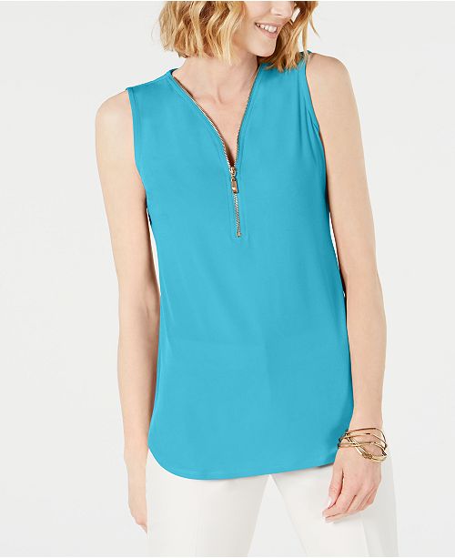 JM Collection Sleeveless Zip Top, Created for Macy's & Reviews - Tops ...