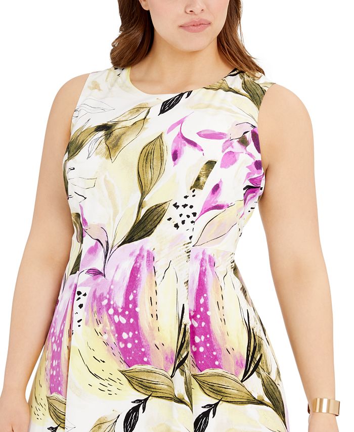 Alfani Plus Size Sleeveless FloralPrint Fit & Flare Dress, Created for