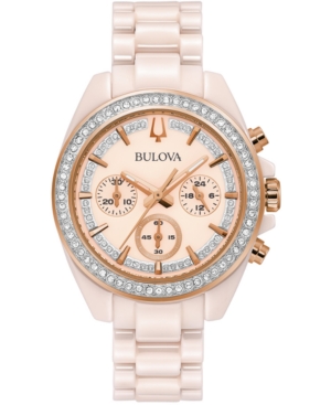image of Bulova Women-s Chronograph Blush Ceramic Bracelet Watch 37mm, Created for Macy-s