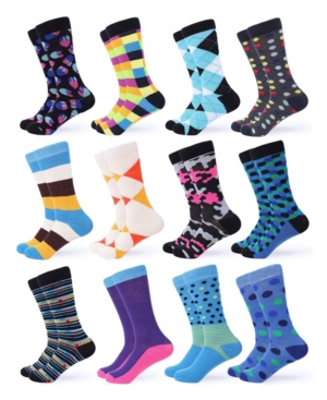 Gallery Seven Men's Funky Colorful Dress Socks Pack of 12