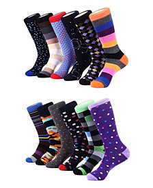 Men's Bold Designer Dress Socks Pack of 12