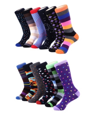 Mio Marino Men's Bold Designer Dress Socks Pack of 12