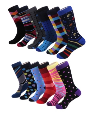 Mio Marino Men's Bold Designer Dress Socks Pack of 12