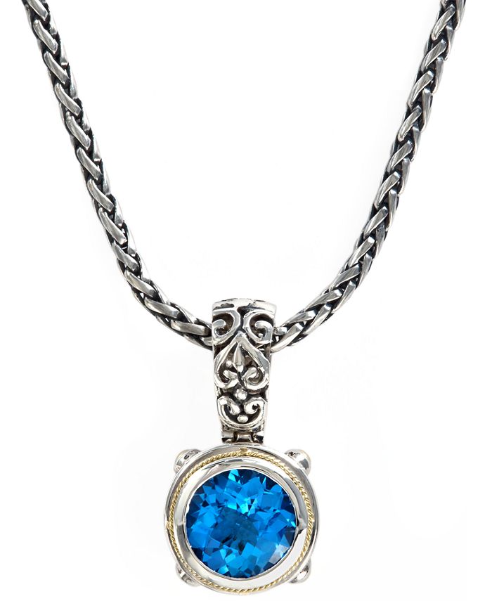EFFY Collection - Blue Topaz Round Pendant (5-3/4 ct. t.w.)  in 18k Gold and Sterling Silver