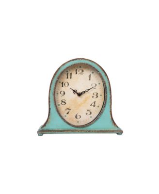 Decorative Metal Mantel Clock, Aqua Blue