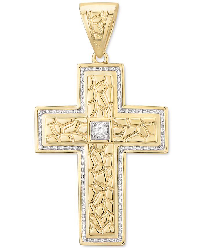 Macy s Diamond Textured Cross Pendant 1 2 ct. t.w. in 10k Gold