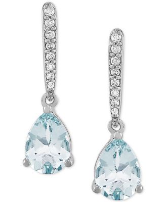 Macy's Aquamarine (1-1/5 Ct. T.w.) & Diamond (1/10 Ct. T.w.) Drop ...