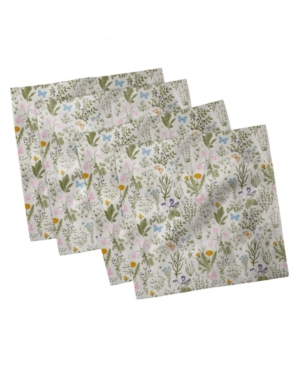 Ambesonne Floral Set of 4 Napkins 18