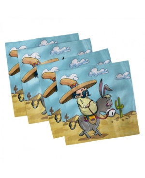 Ambesonne Cartoon Set of 4 Napkins 18