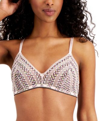 calvin klein stripe lace unlined triangle bra