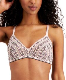 Women's Striped Lace Triangle Bralette QF5872