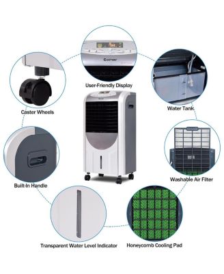 Portable Air Cooler Fan &amp; Heater Humidifier with Washable Filter Remote Control