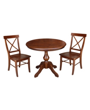Shop International Concepts 36" Round Top Pedestal Table With 2 Chairs In Brown