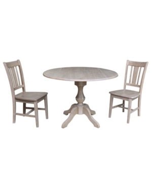 International Concepts 42" Round Top Pedestal Table With 2 Chairs In Gray
