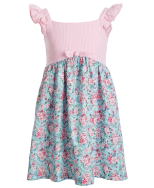 Toddler Girls Sleeveless Seersucker Yoke to Printed Poplin Skirt Dress